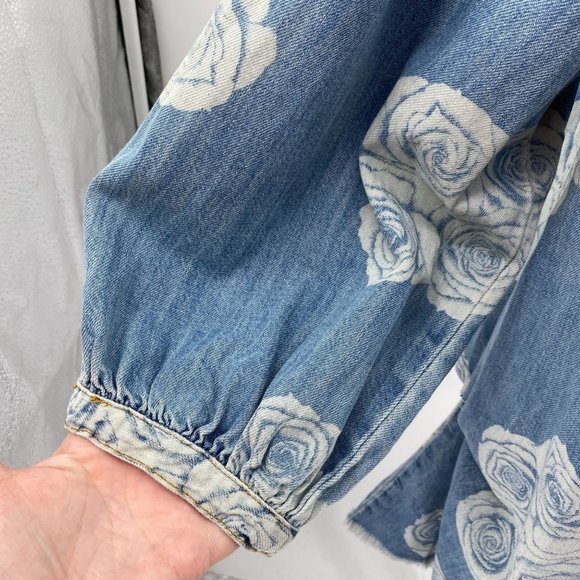 One X Oneteaspoon Lead rose mini dress size medium off on shoulder denim - Picture 4 of 12